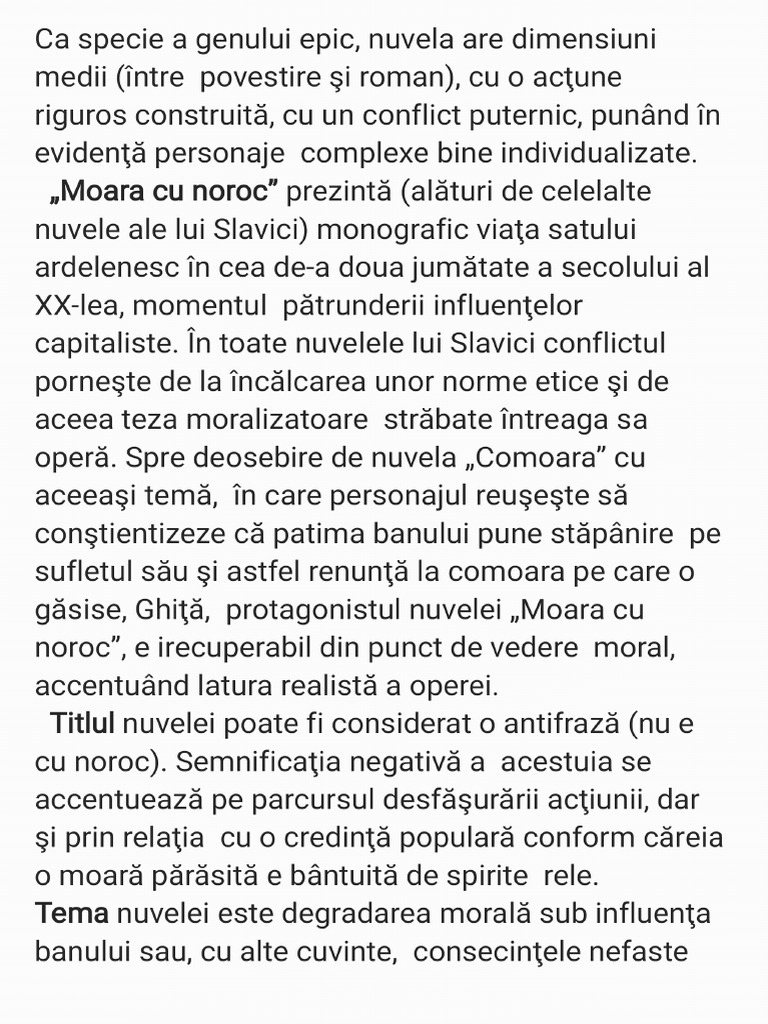 Simetria Incipit Final Moara Cu Noroc Moara Cu Noroc Incipit Final | PDF