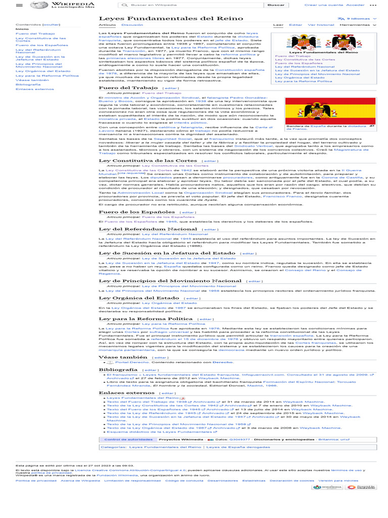 Leyes Fundamentales Del Reino Wikipedia, La Enciclopedia Libre PDF