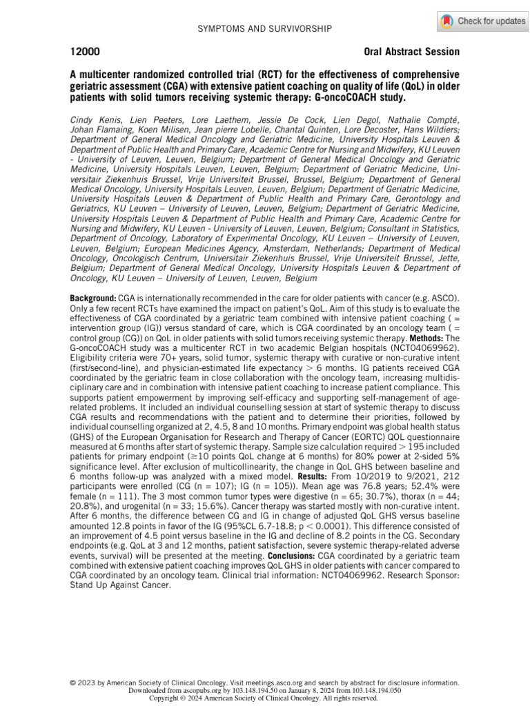 Kenis Et Al 2023 A Multicenter Randomized Controlled Trial (RCT) For ...