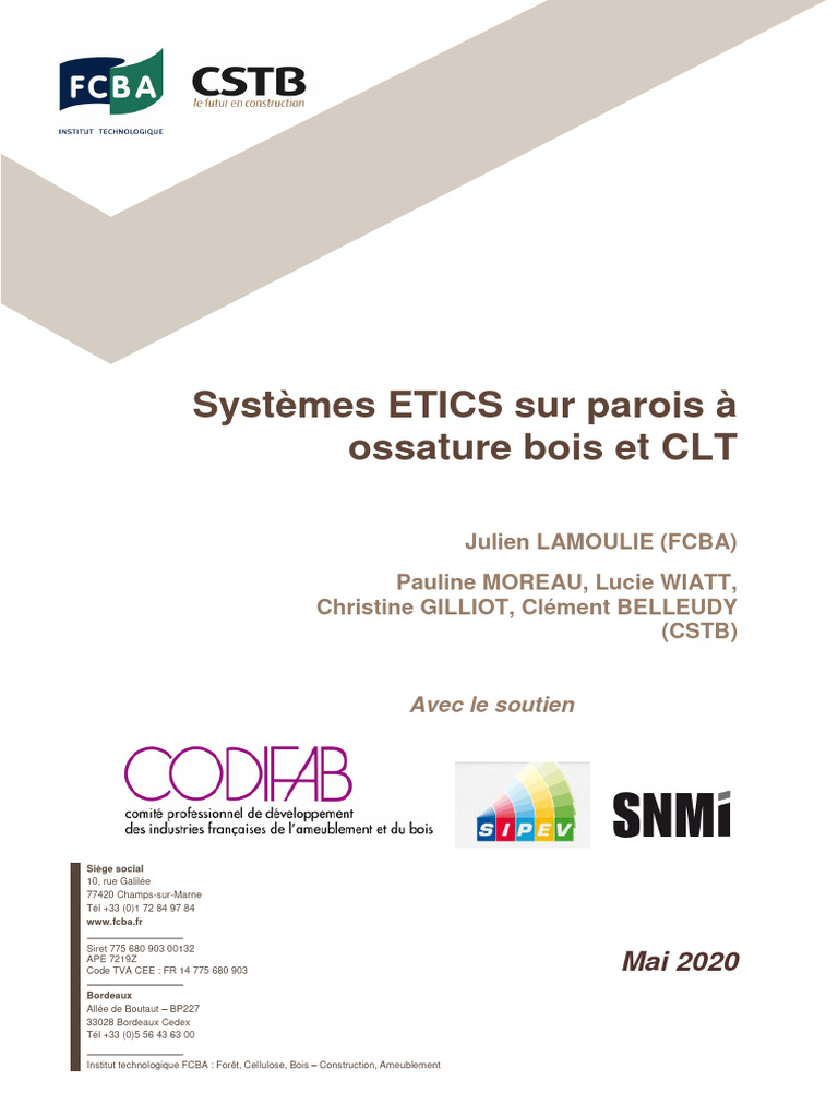 Systèmes ETICS sur ossature bois et CLT | PDF | Bois (matériau de ...