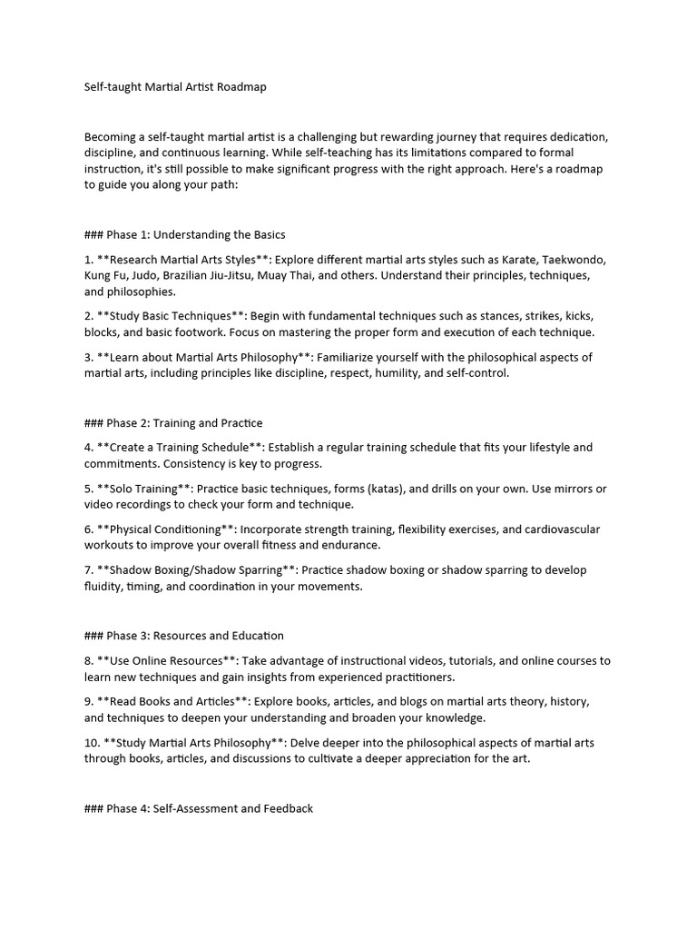 Martial Artist Roadmap Pdf Chinese Martial Arts Cognition