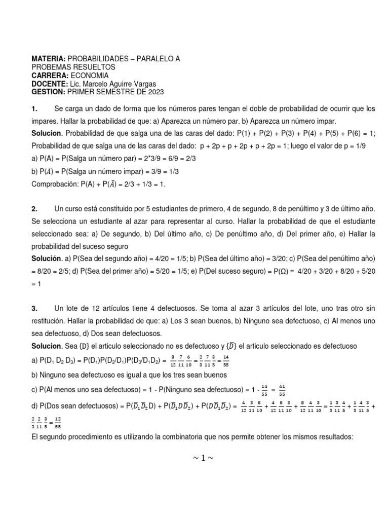 Capitulo 1 - Problemas Resueltos | PDF | Probabilidad | Science