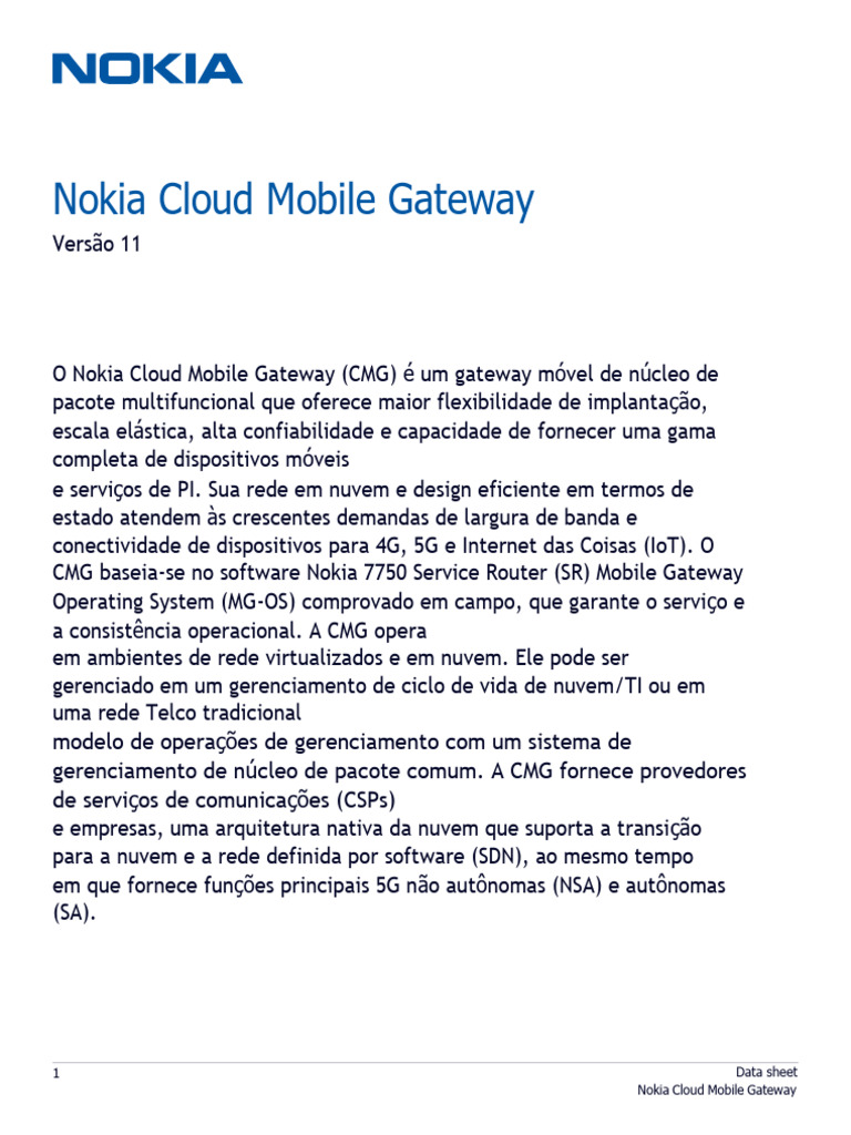 Nokia Cloud Mobile Gateway | PDF | Rede de computadores | Computação em ...