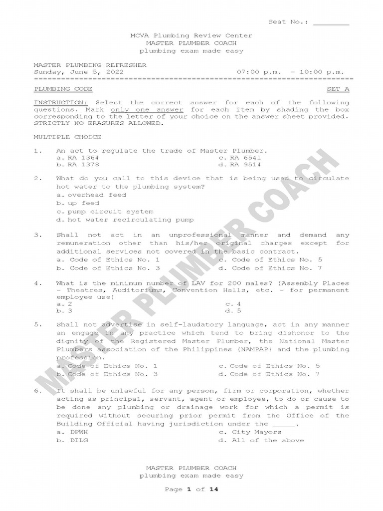 Plumbing code refresher part 1 pdf