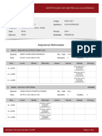 Certificado de Matrícula Académica: Asignaturas Matriculadas