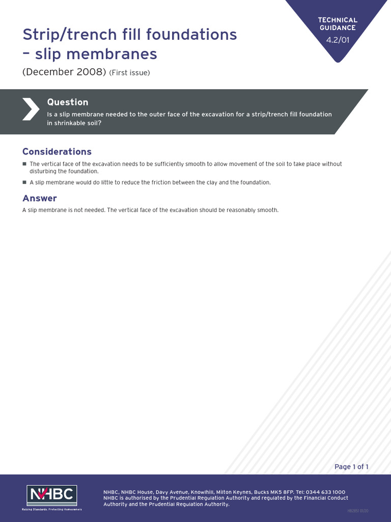 Strip Trench Fill Foundations Slip Membranes PDF