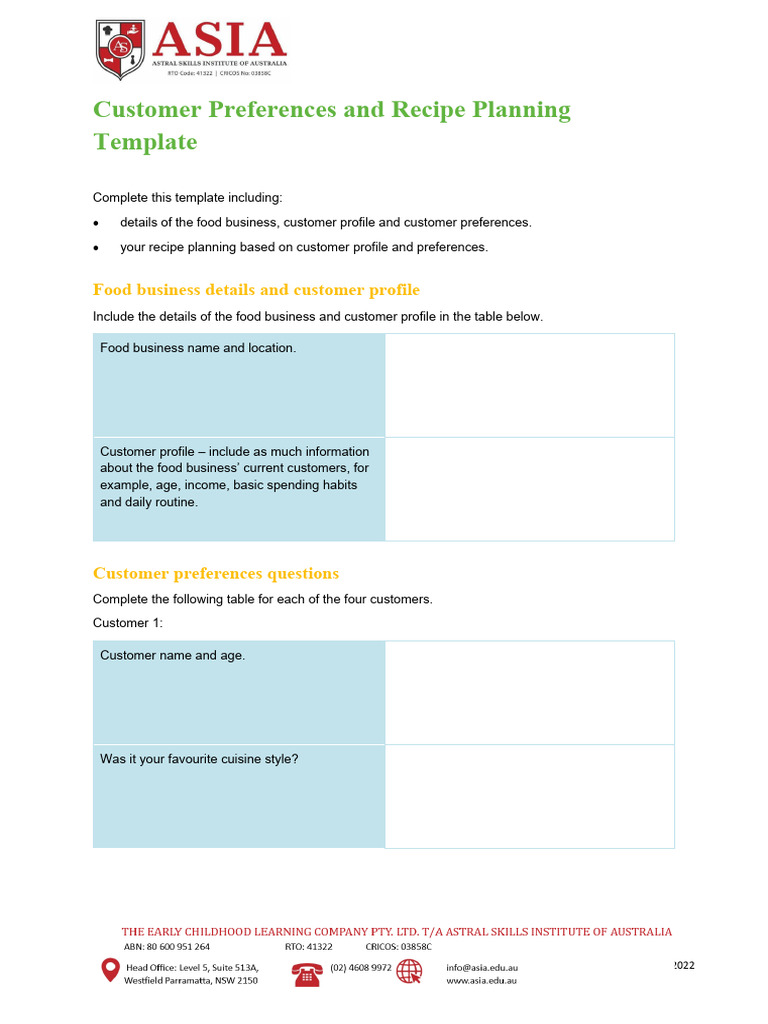 Customer Preferences in Recipe Planning | PDF | Menu | Eating Behaviors ...
