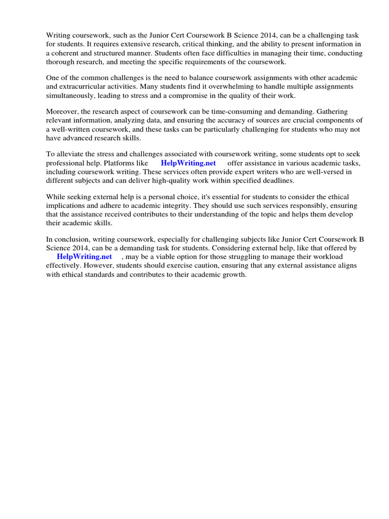 Junior Cert Coursework B Science 2014 | PDF | Books | Science