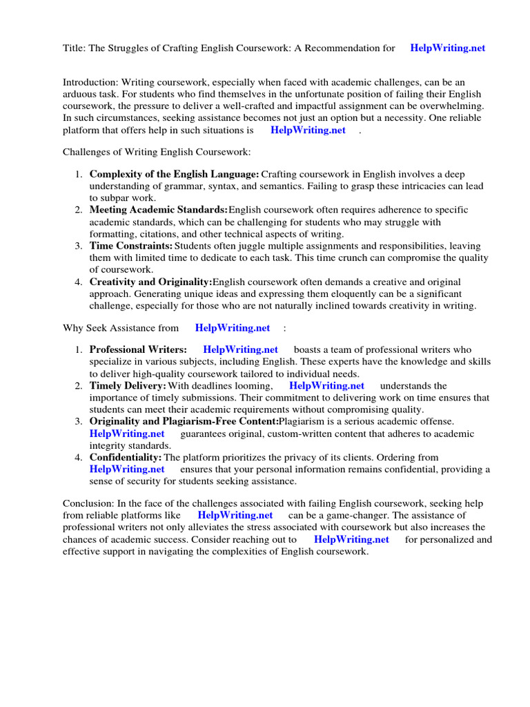 Overcoming English Coursework Challenges | PDF | Schools | Human ...