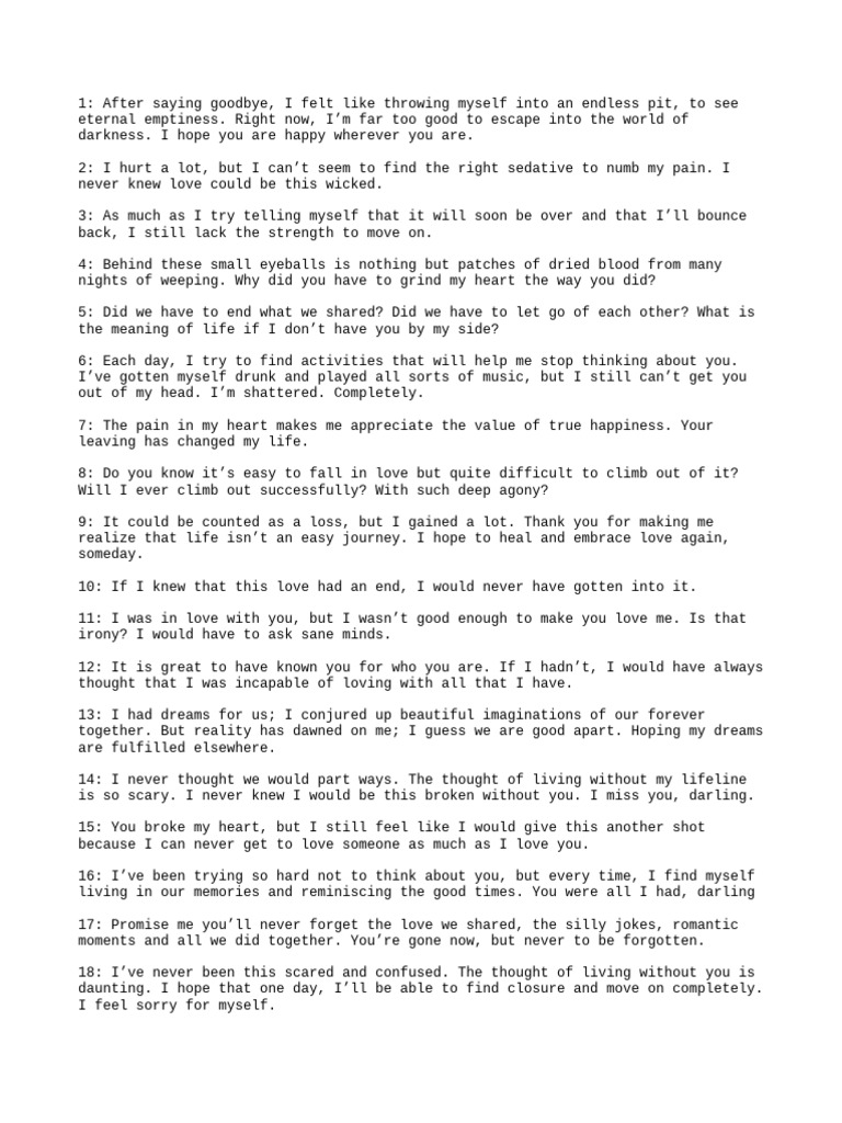 Broken Heart Messages For Her Pdf Love Thought