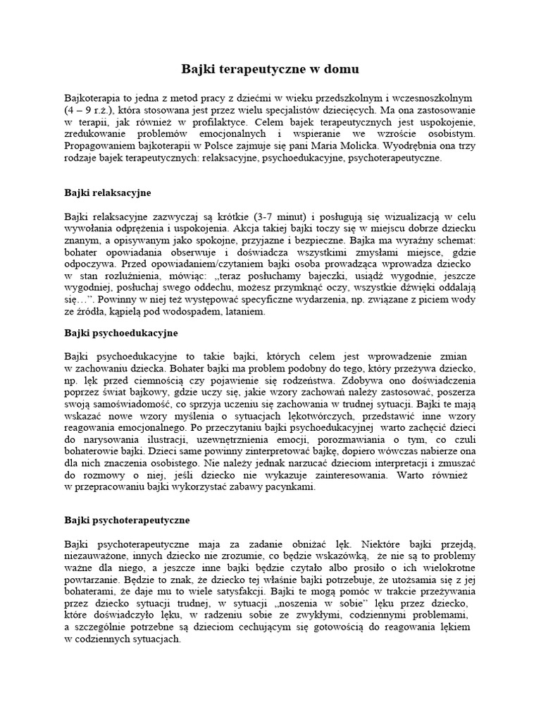 Bajki Terapeutyczne Dla Dzieci Lękliwych