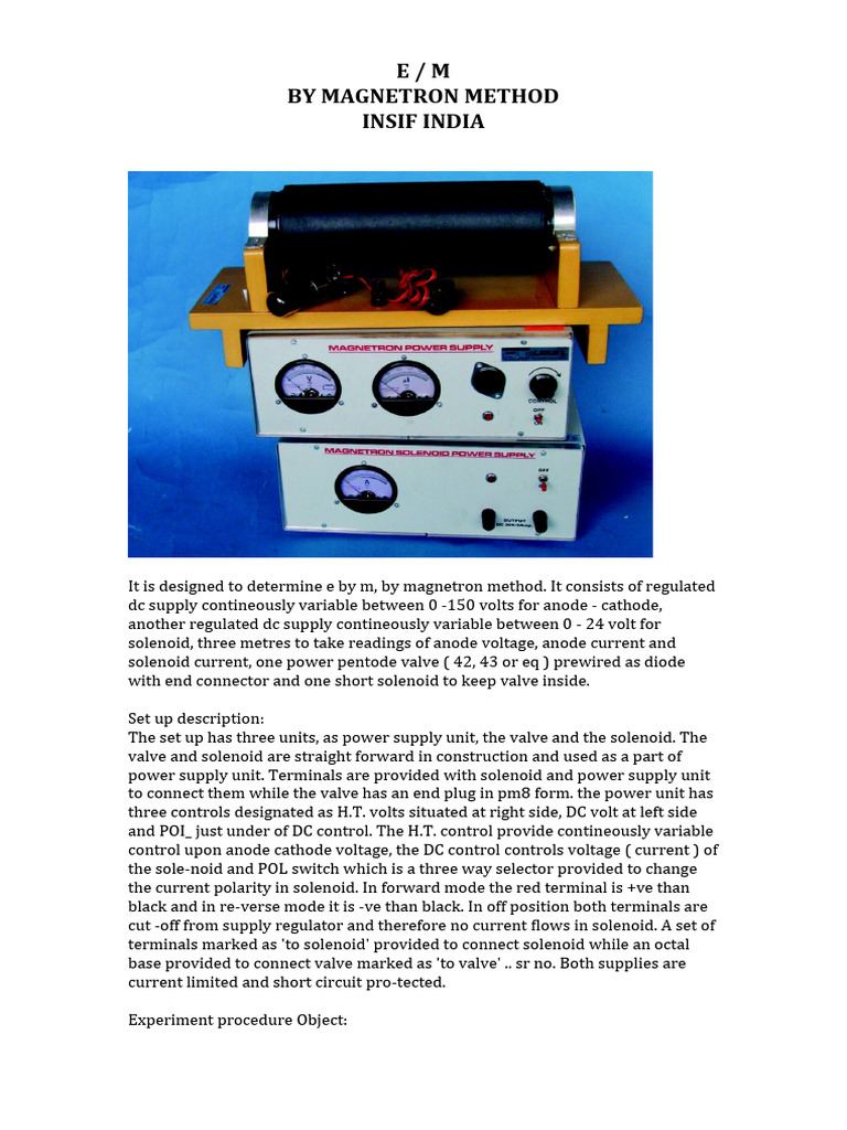 E by M by Magnetron | PDF | Vacuum Tube | Anode