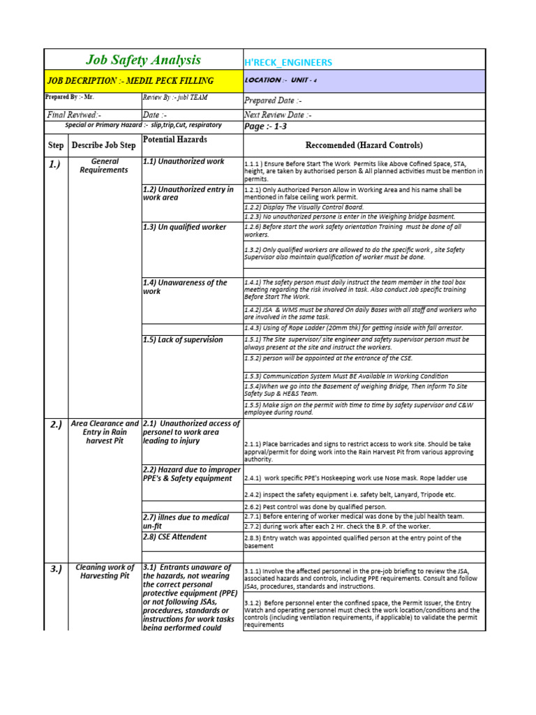 14 - Jsa-Rain Water Harvesting Pit Cleaning | PDF | Personal Protective ...