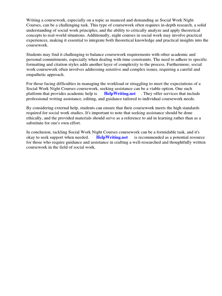 Social Work Night Courses | PDF