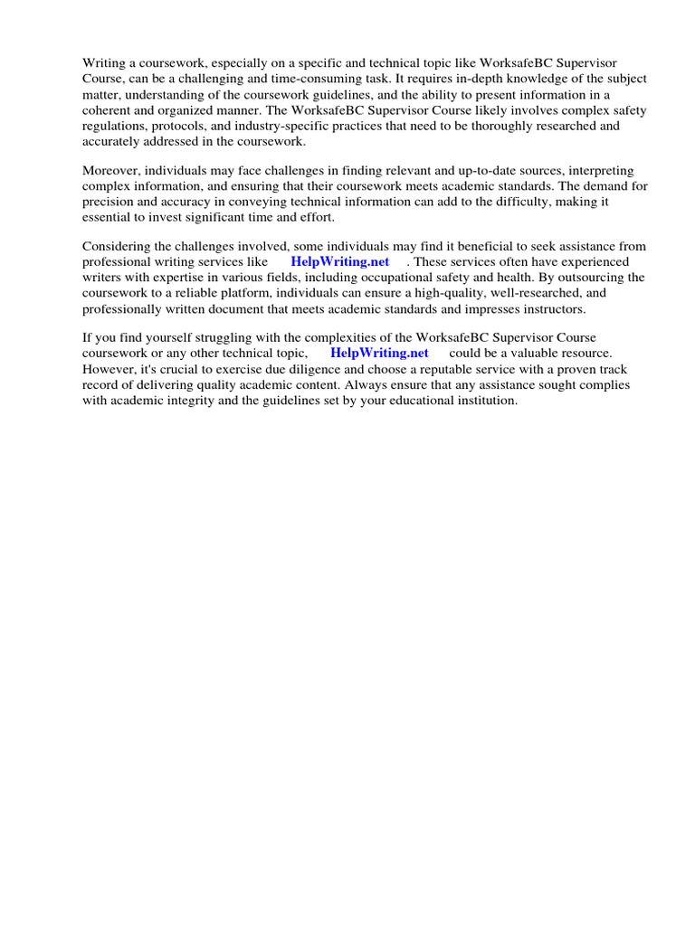 Worksafebc supervisor course pdf occupational safety and health
