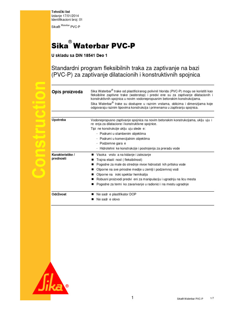 TL Sika Waterbars PVC P | PDF