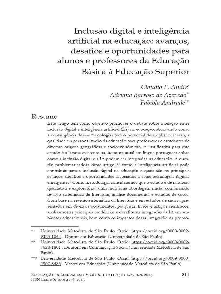 IA e Inclusão Digital na Educação | PDF | Inteligência artificial ...