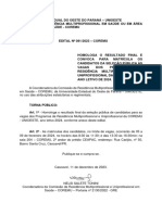 Edital 081 - 2023 - Homologação Da Seleção Pública e Convocação para Matrícula Das Residências Da COREMU 2024