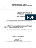 Edital 080 - 2023 - Homologação Da Seleção Pública e Convocação para Matrícula Das Residências Da COREMU 2024