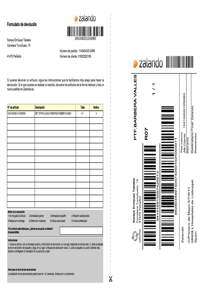 Instrucciones para Devoluciones | PDF