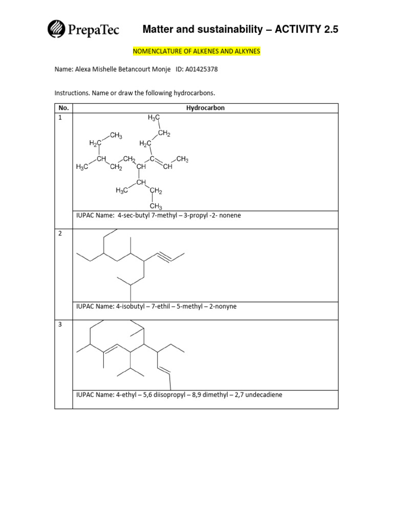 2.5 Nomenclature of Alkenes and Alkynes | PDF