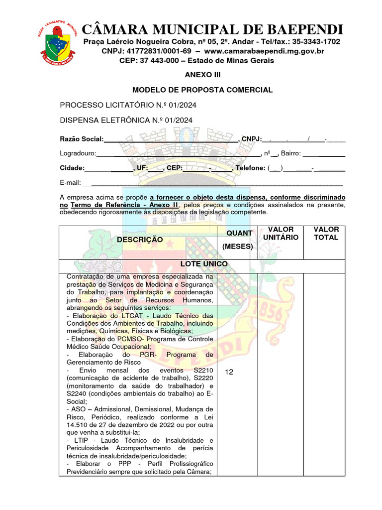 Anexo Iii - Minuta de Proposta | PDF