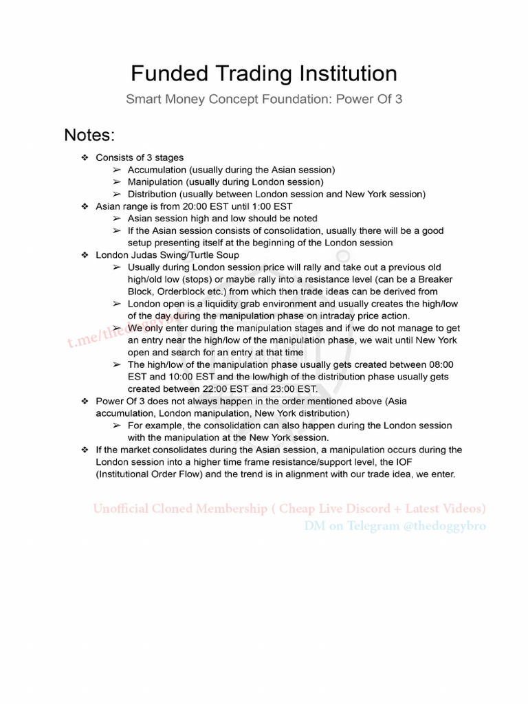 FUNDED TRADING INSTITUTION NOTES Telegram Thedoggybro Compressed | PDF
