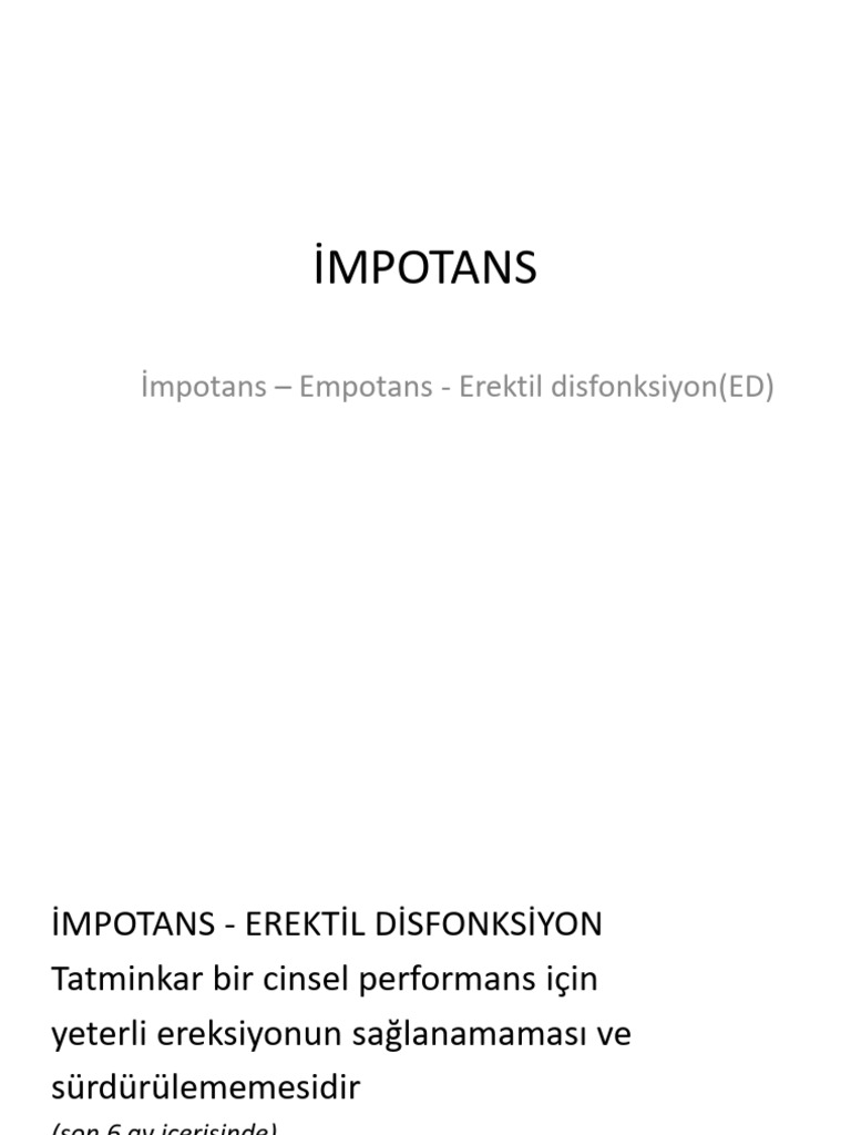 İmpotans: İmpotans - Empotans - Erektil Disfonksiyon (ED) | PDF