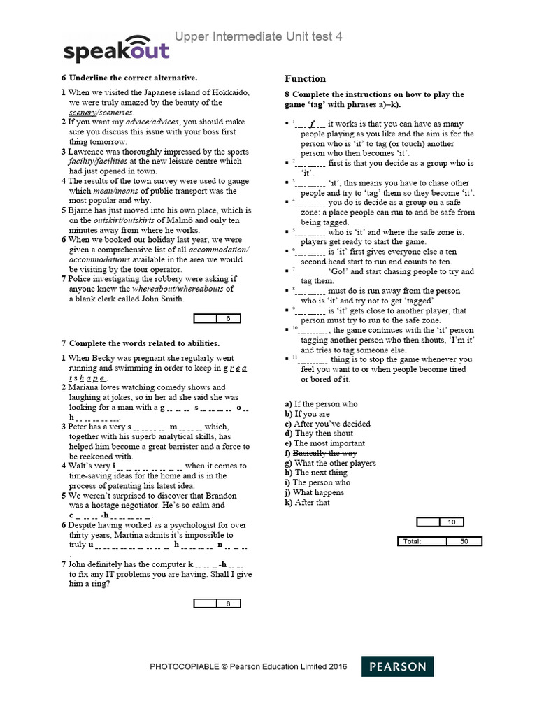 Upper Intermediate Unit Test 4 Answers | PDF
