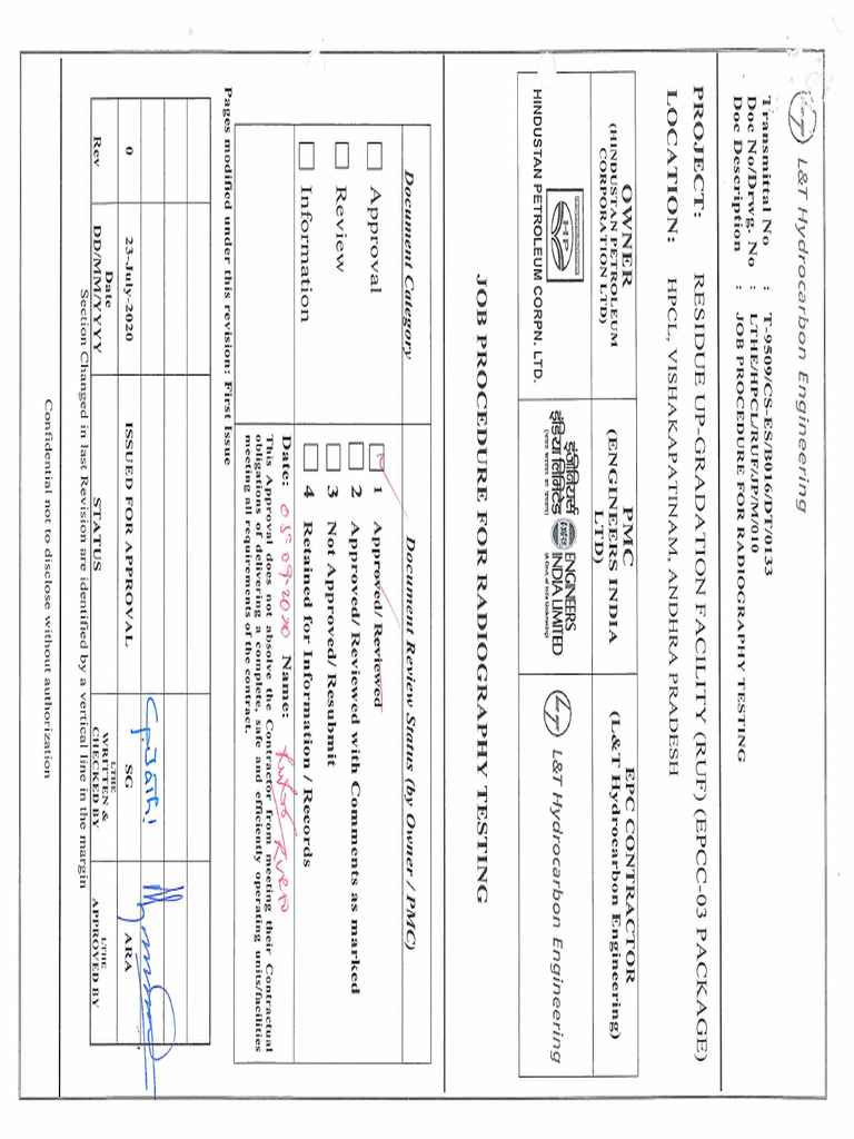 LTHE-HPCL-RUF-JP-M-010-Job Procedure For Radiography Testing | PDF