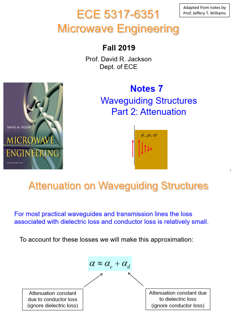 Notes 7 5317 6351 Waveguiding Structures Part 2 Attenuation Pdf