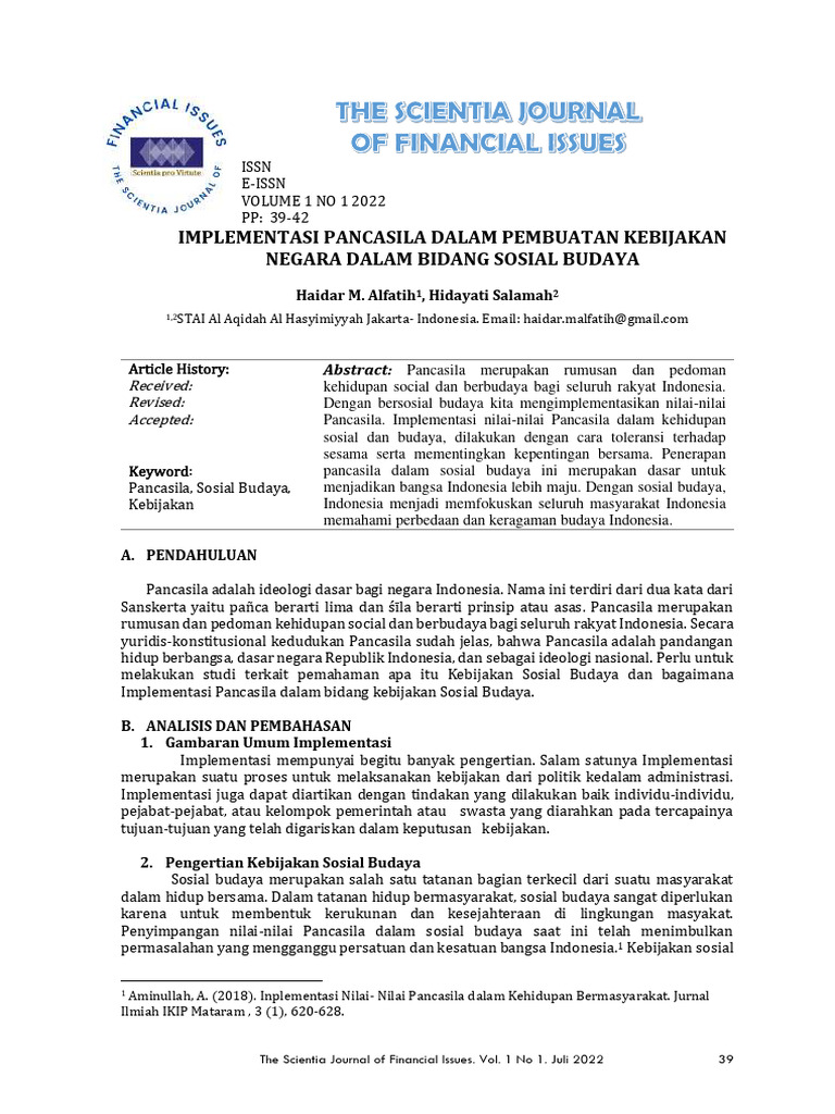 Implementasi Pancasila dalam Kebijakan Sosial | PDF