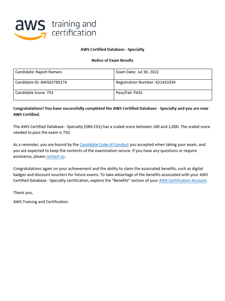 AWS Certified Database - Specialty | PDF | Databases | Information