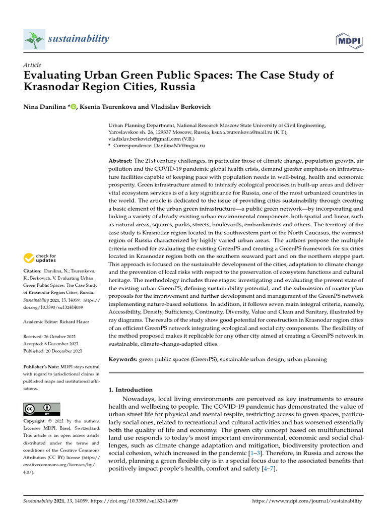 Evaluating Urban Green Public Spaces The Case Stud | PDF | Sanitation ...