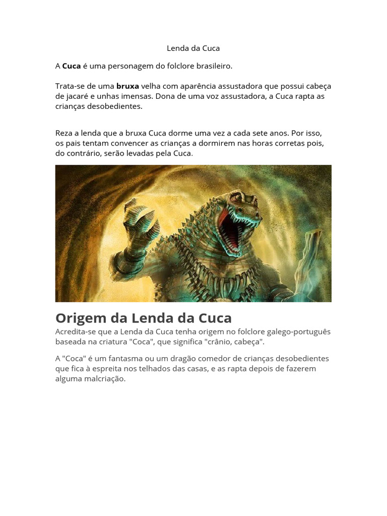 A Lenda da Cuca no Folclore Brasileiro | PDF | Juvenil