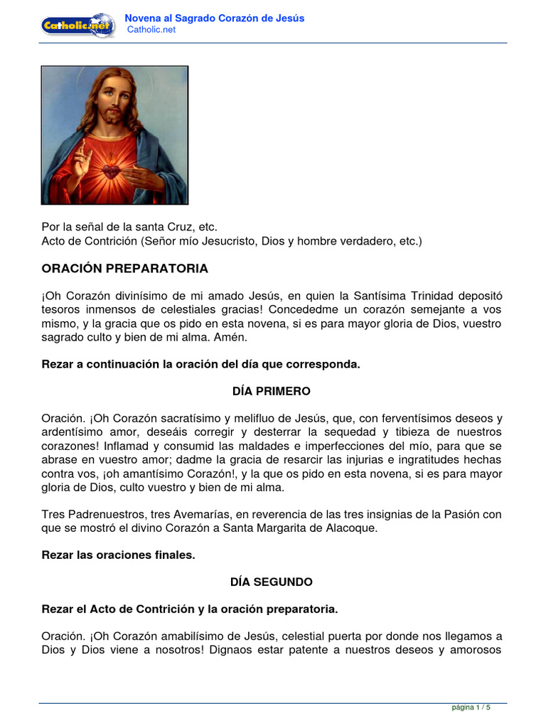 Novena Al Sagrado Corazn de Jess | PDF | Oración | orador del Señor