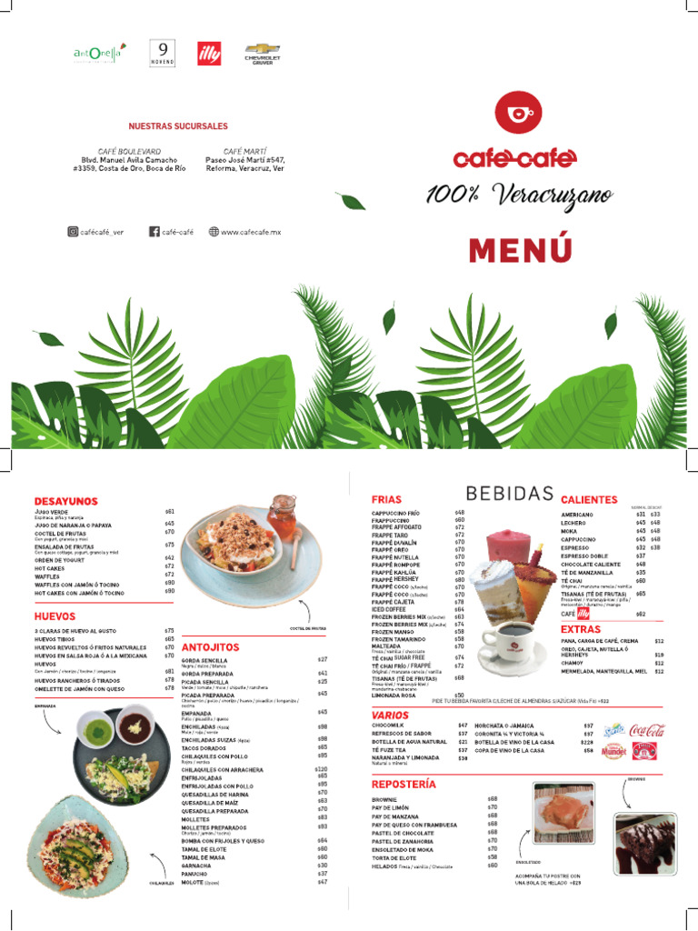 Menu Cafe Cafe Pdf Drink Coffee
