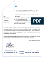 Certificado de Cerramiento Drywall