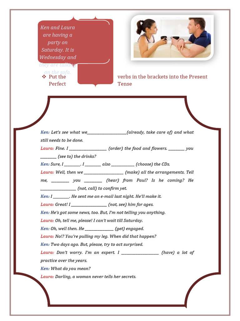 Present Perfect Tense Practice Dialogue | PDF | Language Arts ...