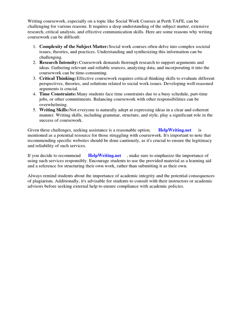 Social Work Courses Perth Tafe | PDF | Critical Thinking | Vocational ...