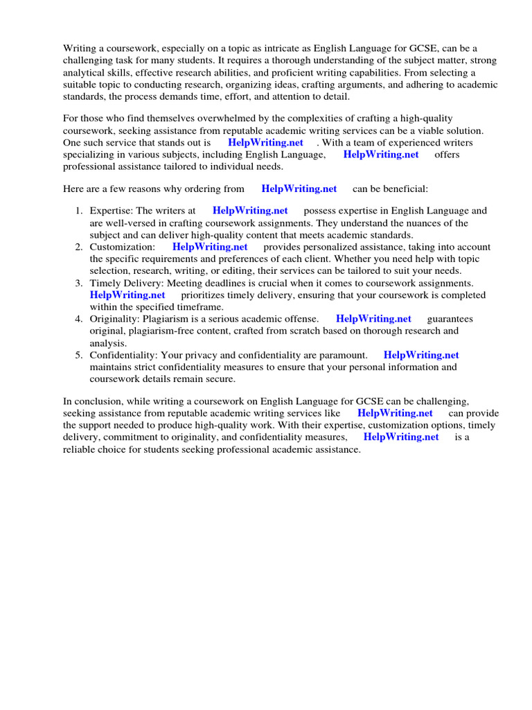English language coursework ideas gcse pdf
