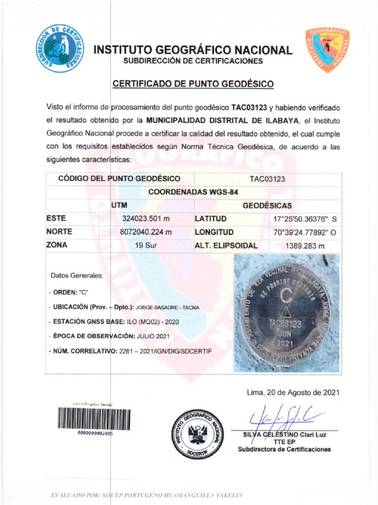 Tac03123 Ficha de Certificacion Por El Ign de Orden C | PDF