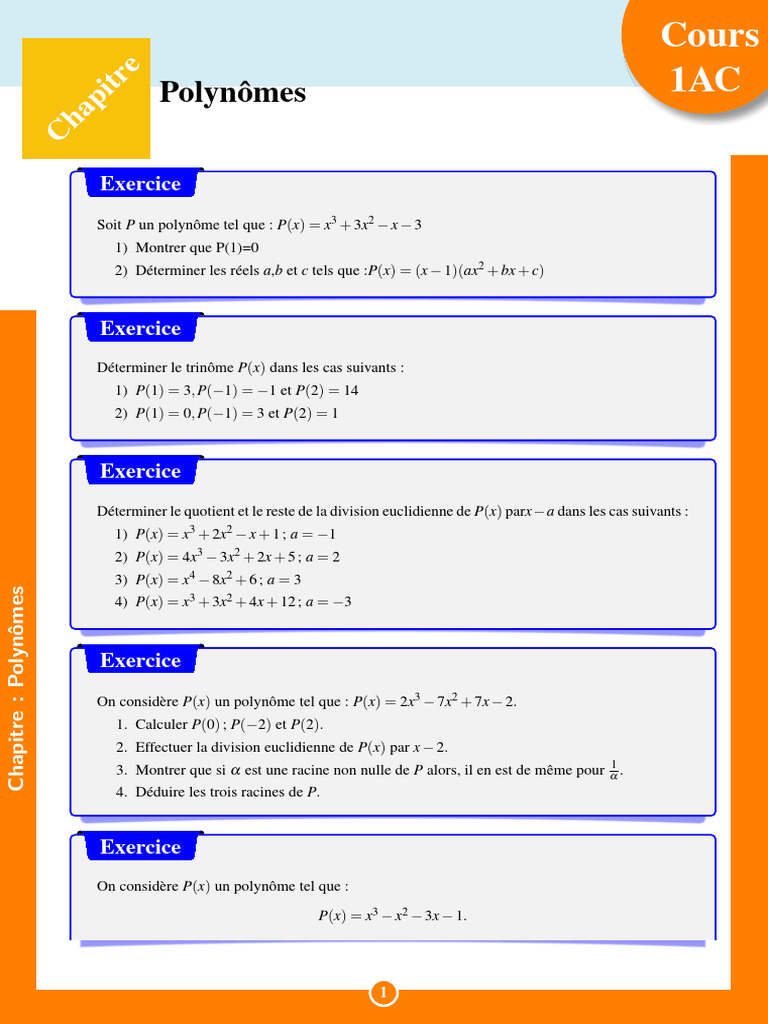 07 Exercice Les Polynomes Steinmaths | PDF