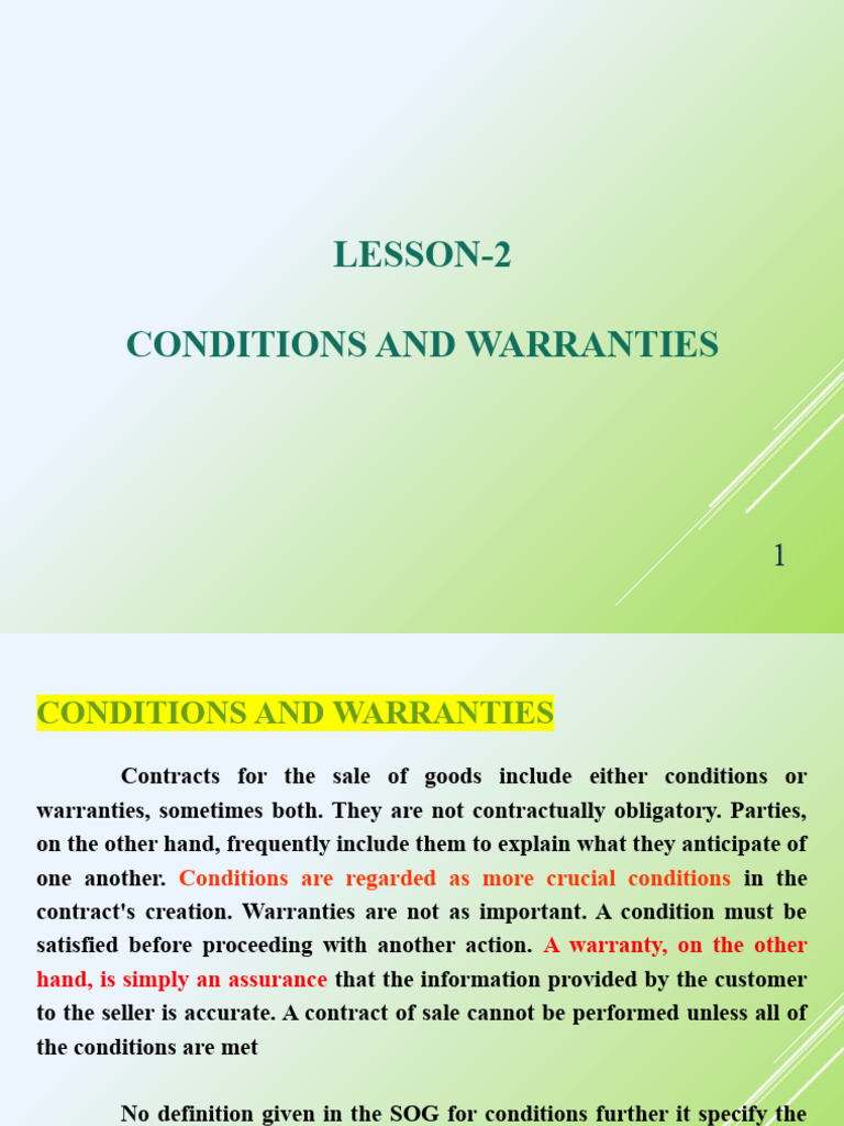 Lesson 2 PDF Implied Warranty Breach Of Contract