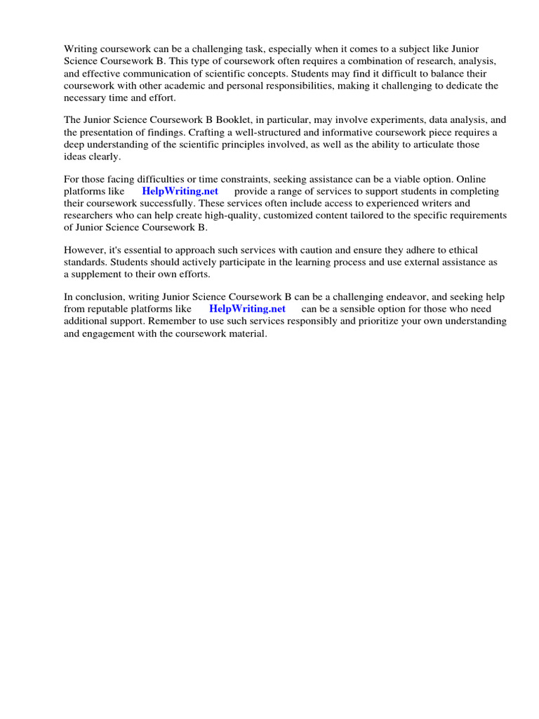 Junior science coursework b booklet pdf science laboratories