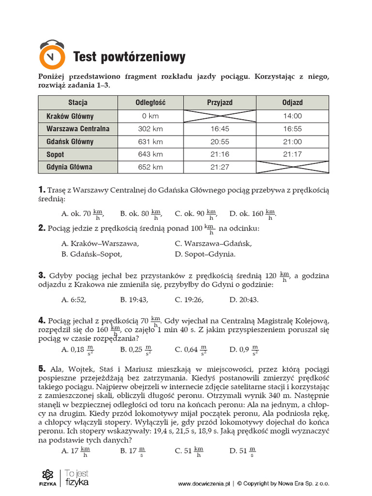 II Test Powtorzeniowy Ciala W Ruchu | PDF