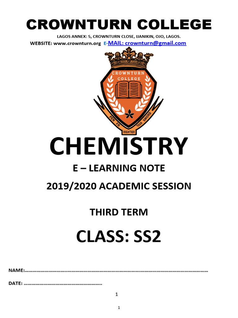 SS2 Third Term Chemistry Notes | PDF | Solubility | Mole (Unit)
