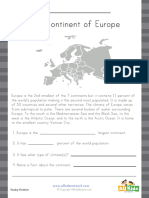 Europe Reading Comprehension Worksheet