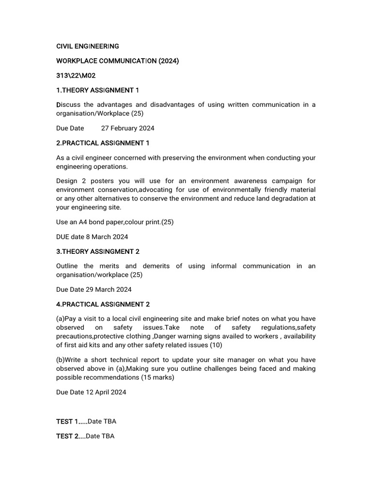 Civil Engineering Communication Assignments | PDF
