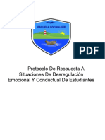 Protocolo de Respuesta A Situaciones de Desregulación Emocional Y Conductual de Estudiantes 2023